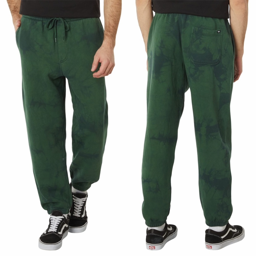 Vans Men’s Benchwarmers Tie-Dye Loose Fit Fleece Jogger Pants Pull On in Green S